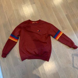 Aviator Nation rainbow stitch crew sweatshirt in plum (maroon)